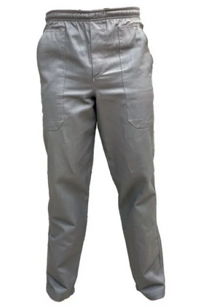 Calça prof. brim cinza Elas. inteiro P